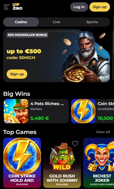 Vipzino mobile casino